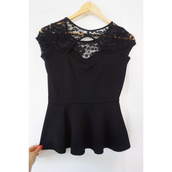 BLACK PEPLUM TOP - Picture 6 of 6